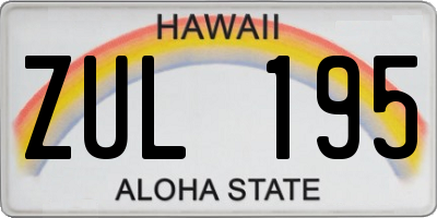 HI license plate ZUL195