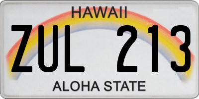 HI license plate ZUL213