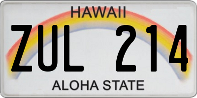 HI license plate ZUL214