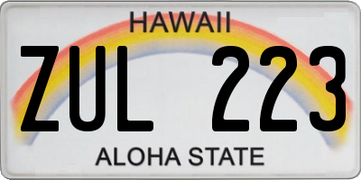HI license plate ZUL223