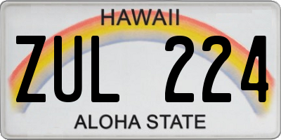 HI license plate ZUL224