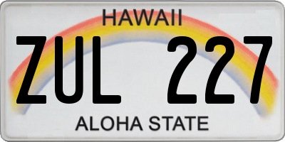HI license plate ZUL227