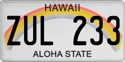 HI license plate ZUL233