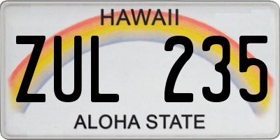 HI license plate ZUL235