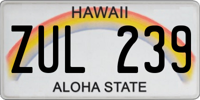 HI license plate ZUL239