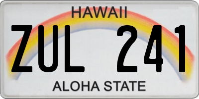 HI license plate ZUL241