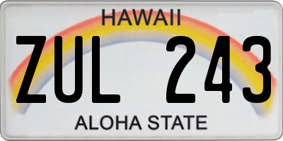 HI license plate ZUL243