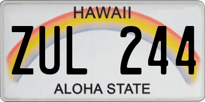 HI license plate ZUL244