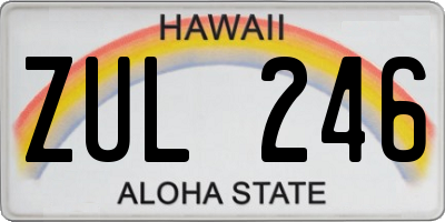 HI license plate ZUL246
