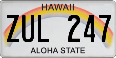 HI license plate ZUL247