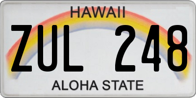 HI license plate ZUL248