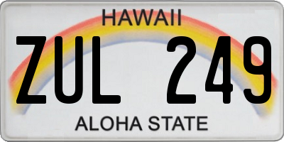 HI license plate ZUL249