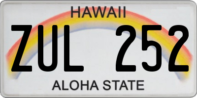 HI license plate ZUL252