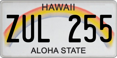 HI license plate ZUL255