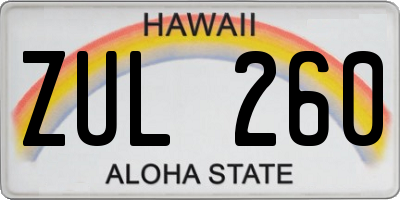 HI license plate ZUL260