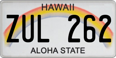 HI license plate ZUL262