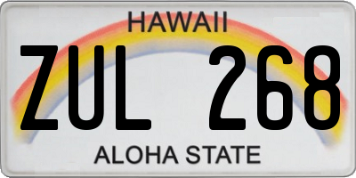 HI license plate ZUL268
