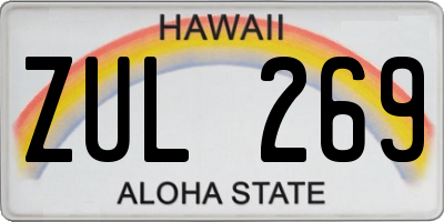 HI license plate ZUL269
