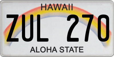HI license plate ZUL270