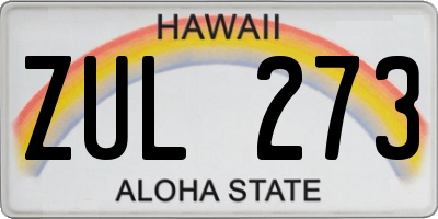 HI license plate ZUL273