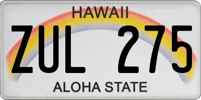 HI license plate ZUL275