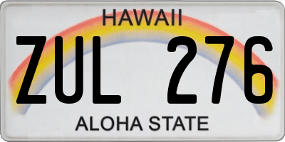 HI license plate ZUL276