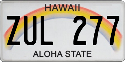 HI license plate ZUL277