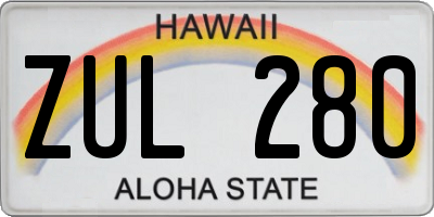 HI license plate ZUL280