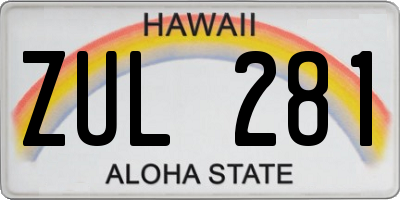 HI license plate ZUL281