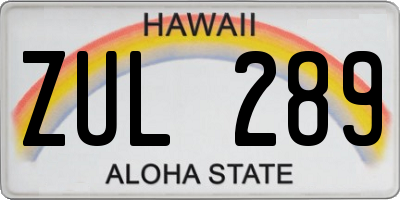 HI license plate ZUL289