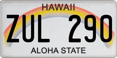 HI license plate ZUL290
