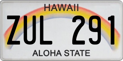 HI license plate ZUL291