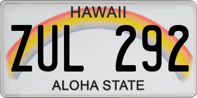 HI license plate ZUL292