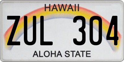 HI license plate ZUL304