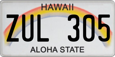 HI license plate ZUL305