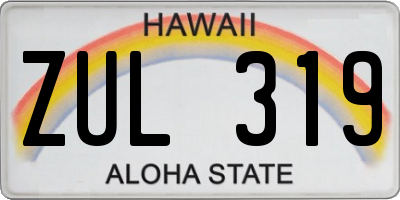 HI license plate ZUL319