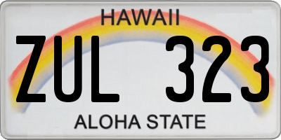 HI license plate ZUL323