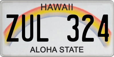 HI license plate ZUL324
