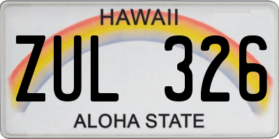 HI license plate ZUL326