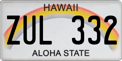 HI license plate ZUL332
