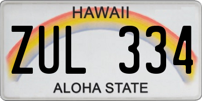 HI license plate ZUL334