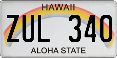 HI license plate ZUL340