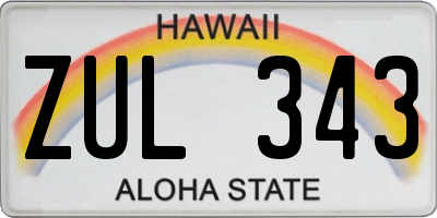 HI license plate ZUL343