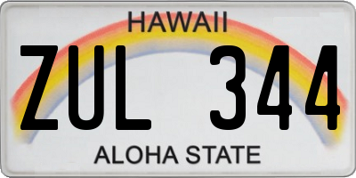 HI license plate ZUL344