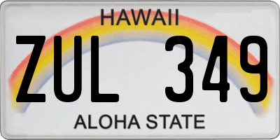 HI license plate ZUL349