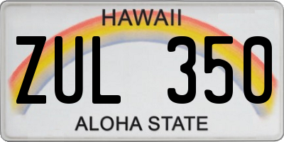 HI license plate ZUL350