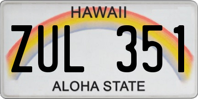 HI license plate ZUL351