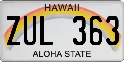 HI license plate ZUL363