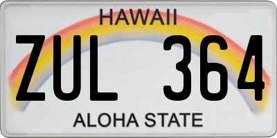 HI license plate ZUL364