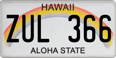 HI license plate ZUL366